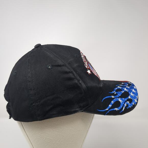 Support Our Troops U.S. Flag Strapback Baseball Cap Black OS Hi-Way Distributing - Picture 6 of 10